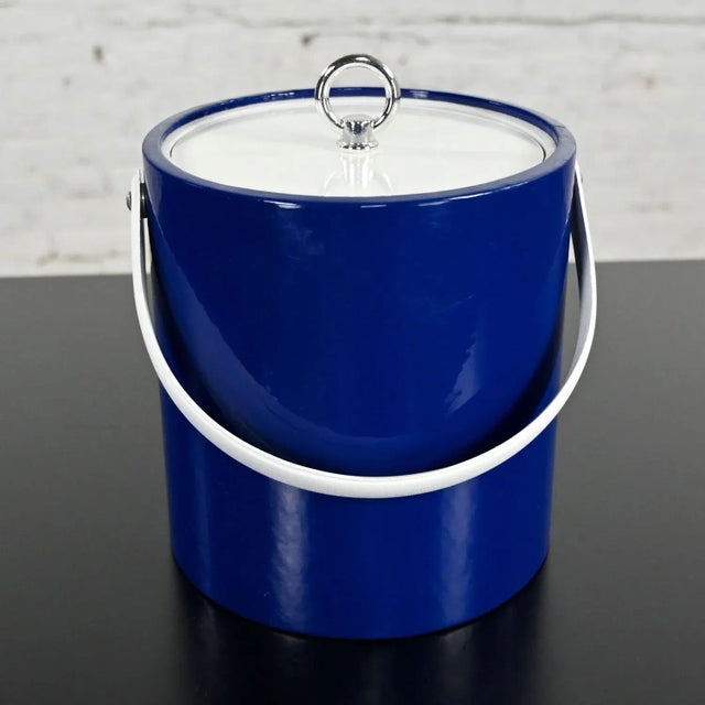 Vintage Mid-Century Modern Blue Ice Bucket by Morgan & Company Bucket Brigade For Sale - Image 13 of 13
