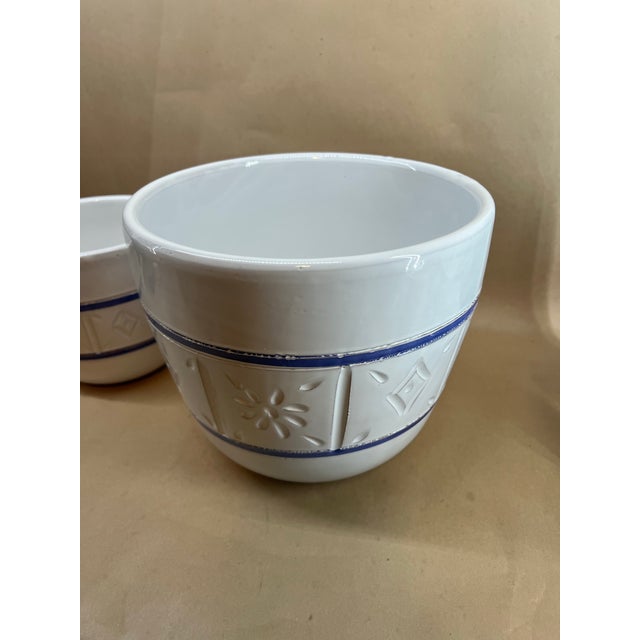 1950s Mid-Century Scandinavian Architectural Ceramic Planter Set With Incised Nordic Motifs For Sale - Image 4 of 10