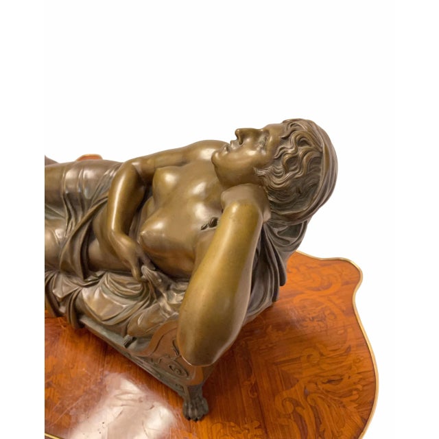 Figurative 19th Century French Reclining Nude Patinated Bronze Sculpture For Sale - Image 3 of 9