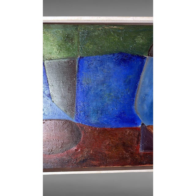 Blue Mid 20th Century Abstract Lyrical French Oil Painting on Canvas For Sale - Image 8 of 18