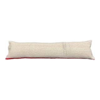 Turkish Hemp Pillow Cushion Natural Beige Red Cushion Cover 12x46 For Sale