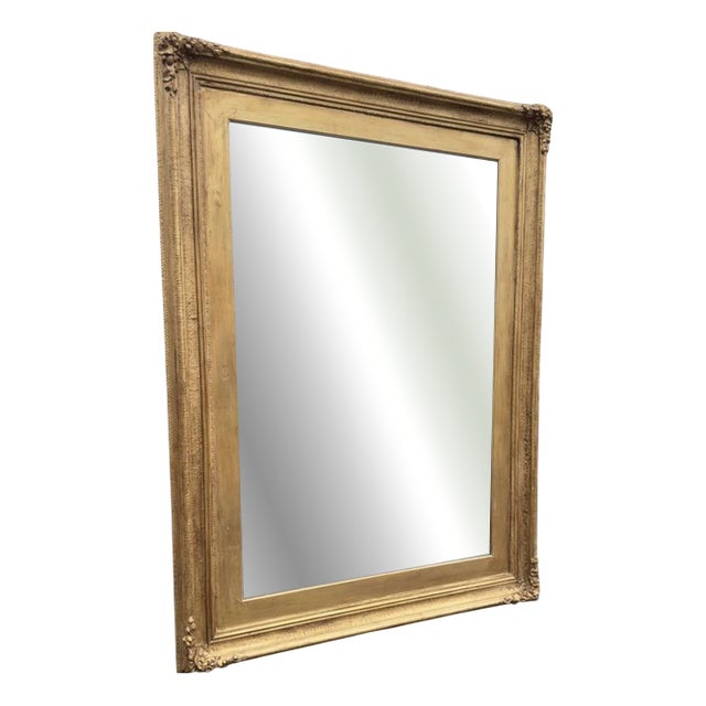 Large Antique Carved Wood and Gesso Gilt Mirror, 19th Century For Sale