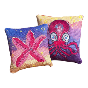 Velvet "Octi & Starry" Beachy Companion Pillows, Custom, Original