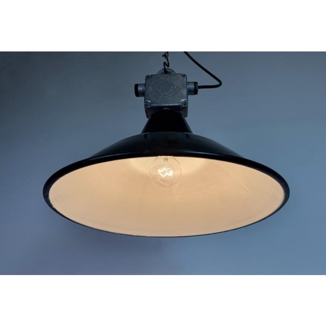 Industrial Black Enamel Pendant Lamp from Elektrosvit, 1960s For Sale - Image 10 of 18
