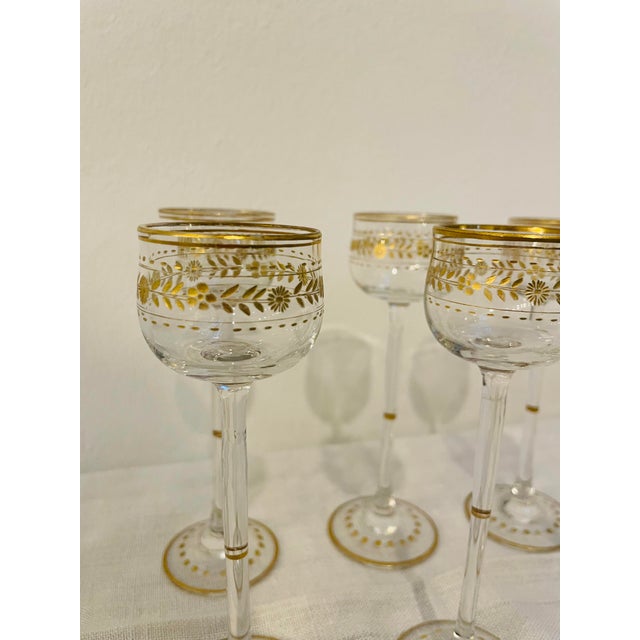 Antique Art Nouveau Liqueur Glasses from Theresienthal, 1900s, Set of 6 For Sale - Image 3 of 7