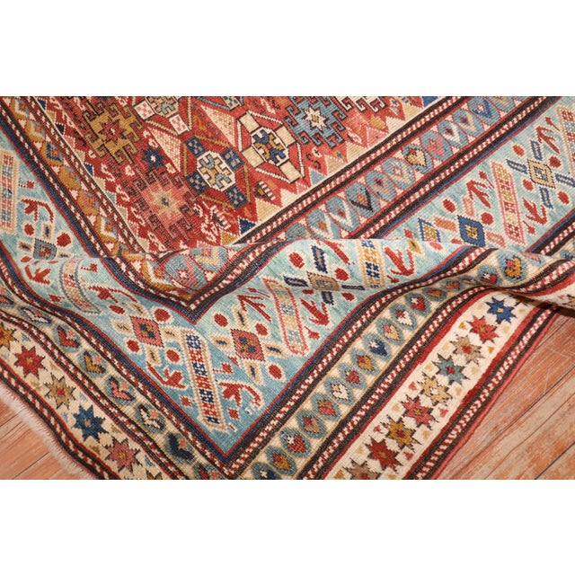 19th Century Antique Zabihi Collection Caucasian Chi Chi Kuba Rug - 4'3" x 5'5" For Sale - Image 9 of 9