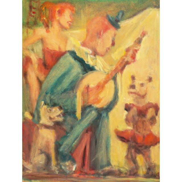 Yellow 'Banjo Dogs', Mid-Century American School, Impressionist Circus Scene For Sale - Image 8 of 8
