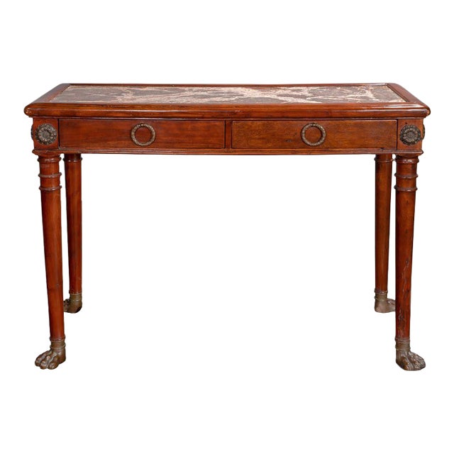 Theodore and Alexander Carved Mahogany and Marble Console Table For Sale