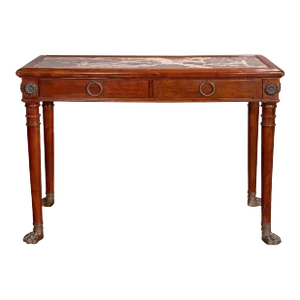 Theodore and Alexander Carved Mahogany and Marble Console Table