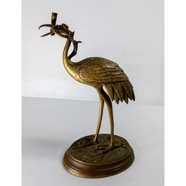 We are selling this American cast brass Crane. This crane has a branch in it’s mouth intended to hold a stick of incense...