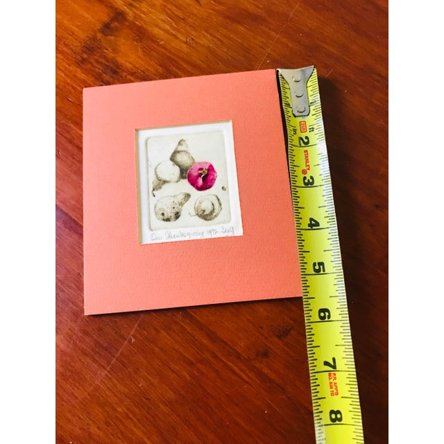 Rustic "Our Thanksgiving" Signed 1972 Pear and Pomegranate Petite Etching For Sale - Image 3 of 5
