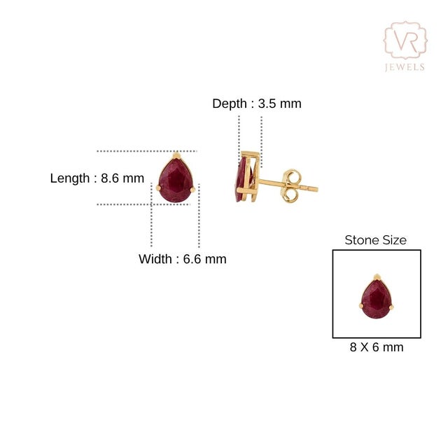14k Gold Fine 2.1 Ct Ruby Prong Set Solitaire Studs for Mom by VRJewels- A Pair For Sale - Image 9 of 14