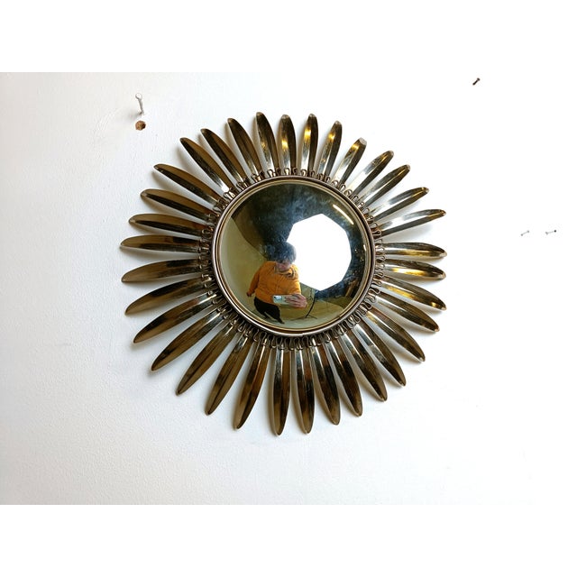 Vintage Brass Sunburst Mirror, 1970s For Sale - Image 9 of 13