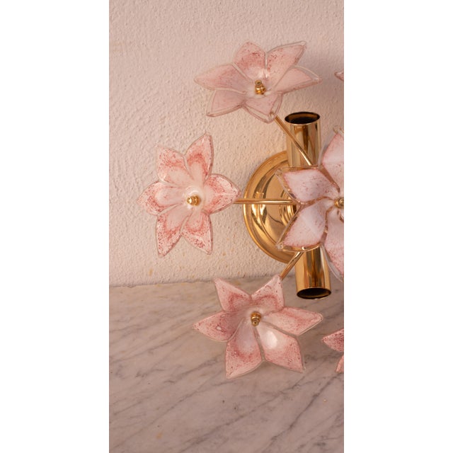 1970s Vintage Murano Ceiling Light Pink Flowers, 1970s For Sale - Image 5 of 9