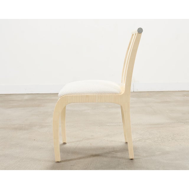 Wood Enrique Garcel Colombian Tessellated Bone Chair With Bouclé For Sale - Image 7 of 18