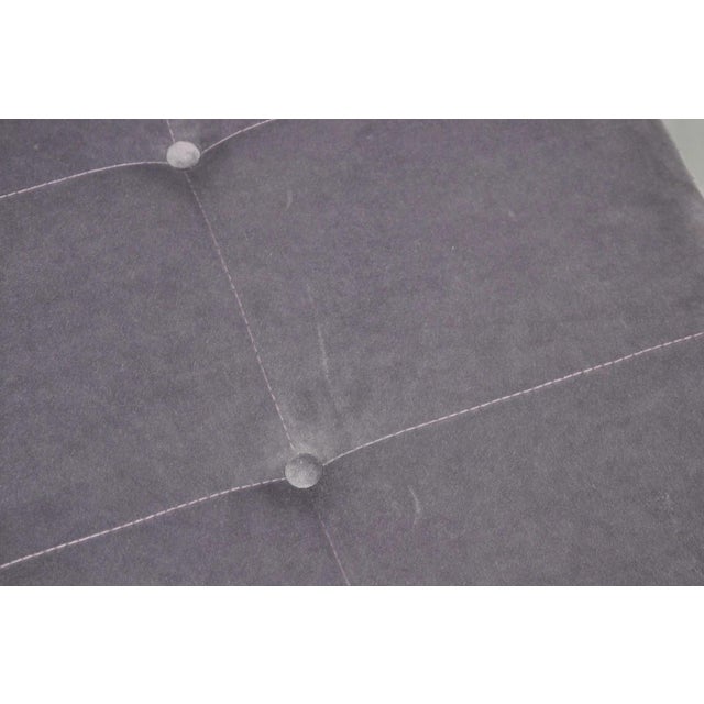 Contemporary Modern Brushed Chrome Frame X-Form Purple Tufted Bench Ottoman For Sale - Image 11 of 13