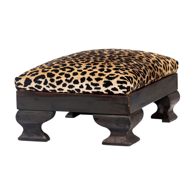 Clarence House Mid 19th Century Empire Mahogany Footstool With Clarence House Leopard Velvet For Sale - Image 4 of 6