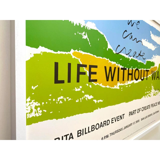 Corita Kent Vintage 1985 Fine Art Lithograph Print " We Can Create Life Without War " Framed Large Pop Art Poster For Sale In Kansas City - Image 6 of 13