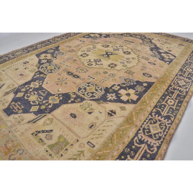 1950s Vintage Framhouse Decor Wool Carpet For Sale - Image 5 of 10