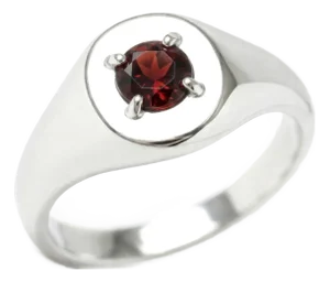 Garnet Signet Gemstone Ring, 925 Silver Unisex Handmade Ring Us 7