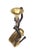 Mid-century modern patinated large bronze sculpture, depicting an woman with a basket on her head.