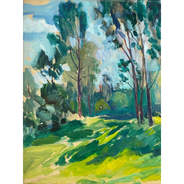 Late 20th Century Impressionist Oil on Board Grove of Trees, Framed For Sale - Image 12 of 17