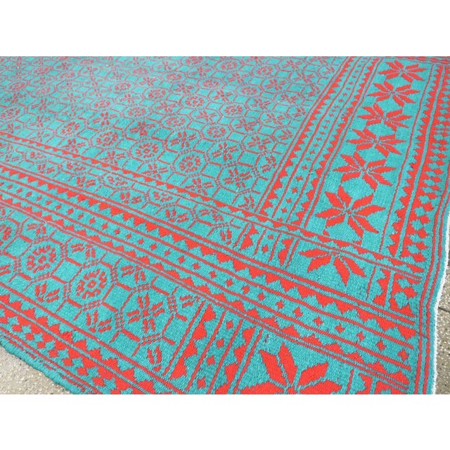 Blue Mid-20th Century Handmade Persian Flat-Weave Kilim Room Size Carpet For Sale - Image 8 of 10