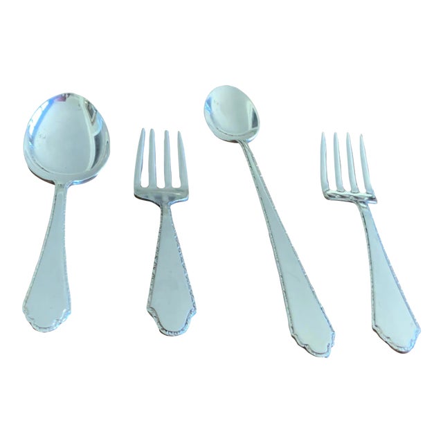 1950s Lunt Sterling Silver Child’s Flatware Set- 4 Pieces For Sale