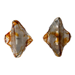 Pair of Sconces Amber Murano Glass by Mazzega, Italy, 1970s For Sale