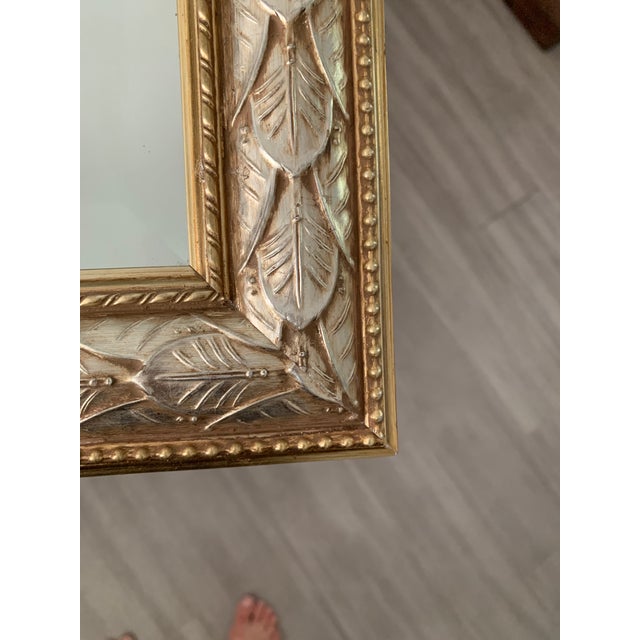 1990s Vintage Bombay Company Silver and Gold Accent Wood Wall Mirror Chairish