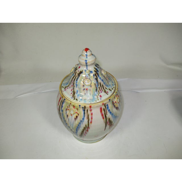 Studio Pottery Slip Glaze Covered Jars, Set of 2 For Sale - Image 4 of 11