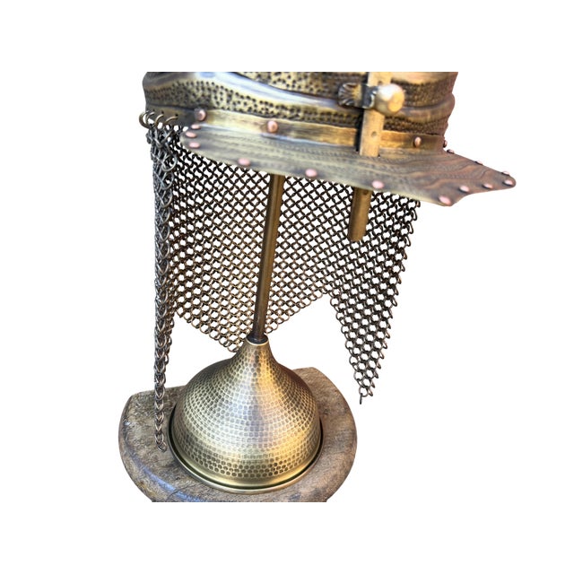 Metal Fluted Brass Warrior Helm For Sale - Image 7 of 15