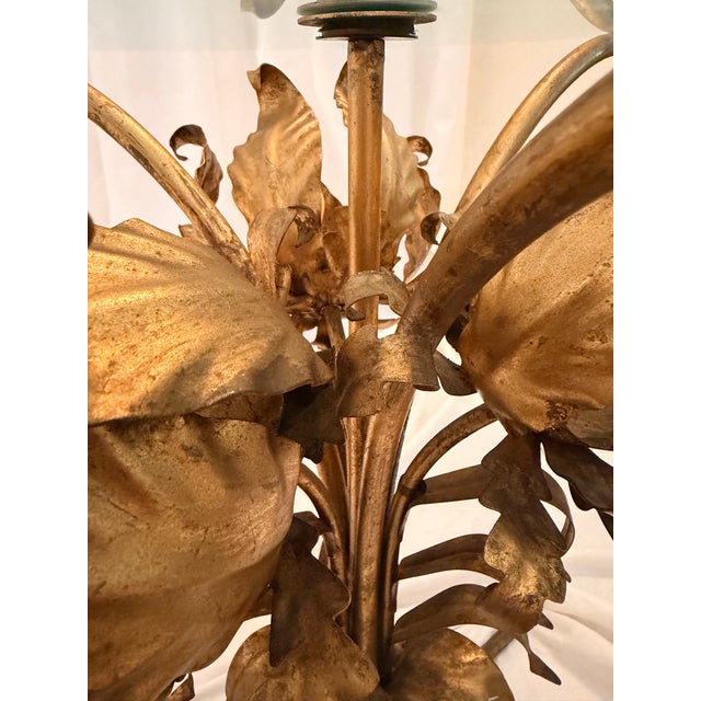 Hollywood Regency Gilded Metal and Glass Flower Base Side Table by Hans Kogl For Sale - Image 14 of 14
