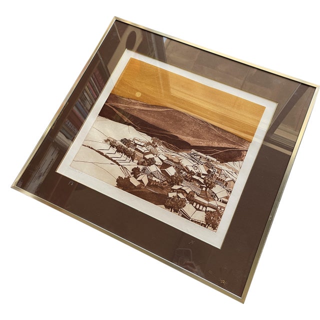 1970s Original Russa Graeme Signed #1 Edition Etching Framed Signed For Sale