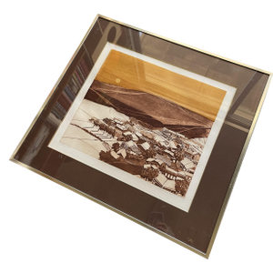 1970s Original Russa Graeme Signed #1 Edition Etching Framed Signed
