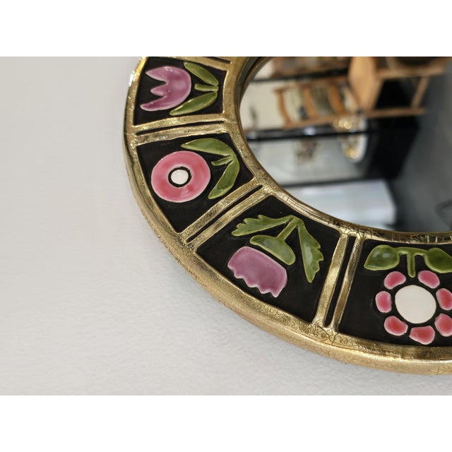Vintage Glazed Ceramic Mirror by Mithé Espelt, 1960s For Sale - Image 3 of 10