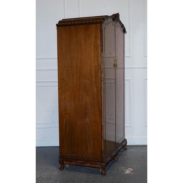 English Victorian Queen Anne Art Deco Burr Walnut 2-Door Wardrobe For Sale - Image 13 of 18