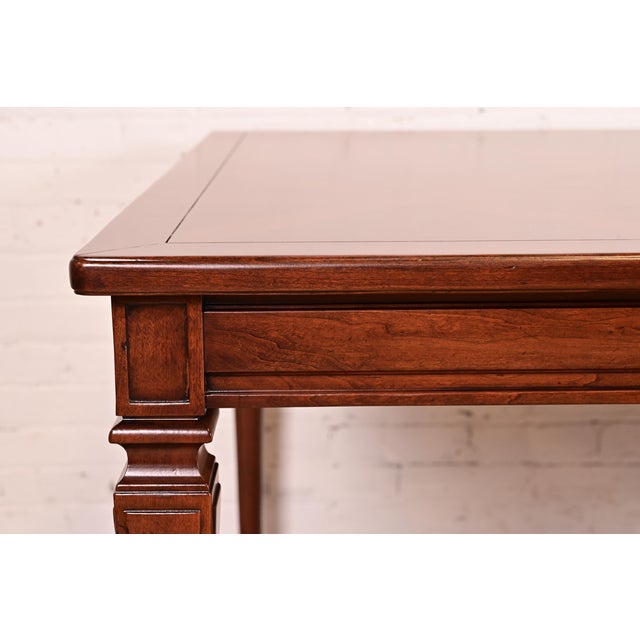 John Widdicomb French Regency Louis XVI Walnut Extension Dining Table With Parquet Top, Newly Refinished For Sale - Image 10 of 16