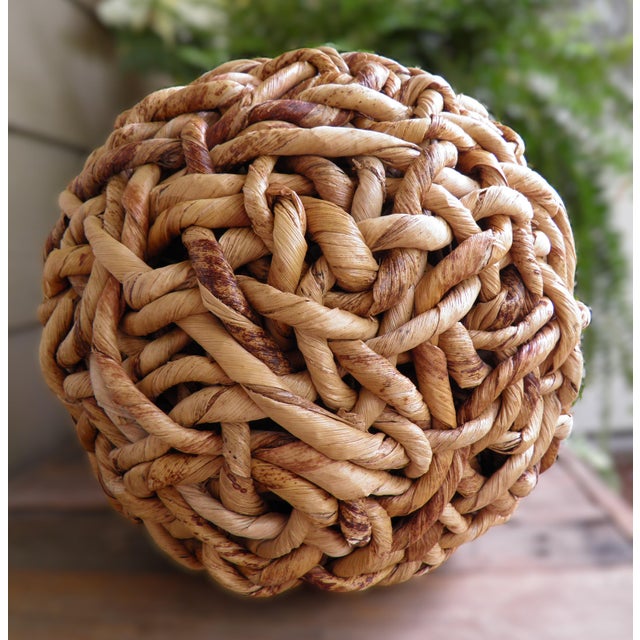Mid-Century Modern Water Hyacinth Woven Sphere 10” Diameter For Sale - Image 3 of 5