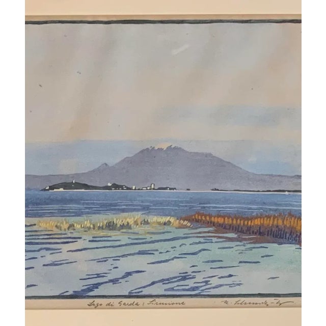 Impressionist Vintage Signed and Numbered Handmade Italian Color Print of Lake Sarda For Sale - Image 3 of 11