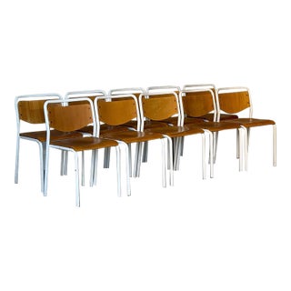 Labofa Plywood Stacking Chairs Set of 10 Vintage Mid-Century Modern 1970s For Sale