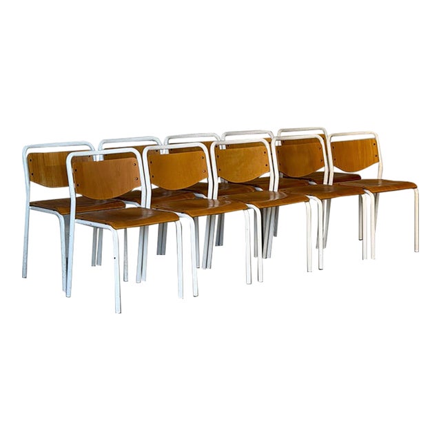 Labofa Plywood Stacking Chairs Set of 10 Vintage Mid-Century Modern 1970s For Sale