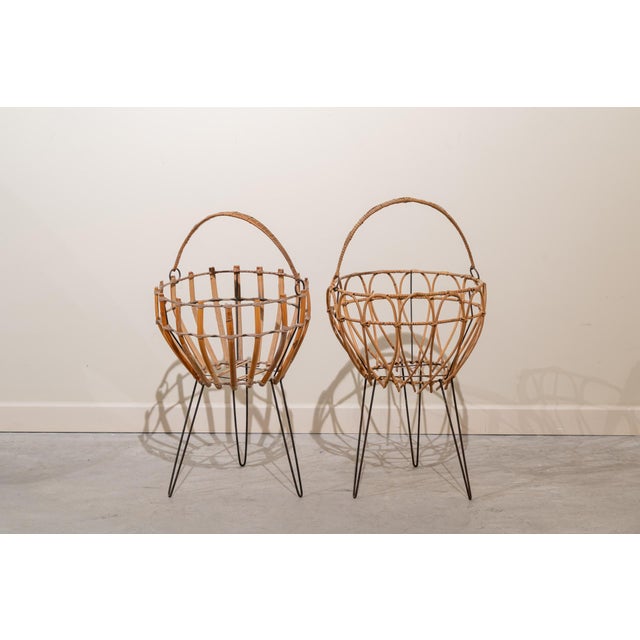 Italian Iron and Bamboo Baskets, 1950s, Set of 2 For Sale - Image 11 of 11