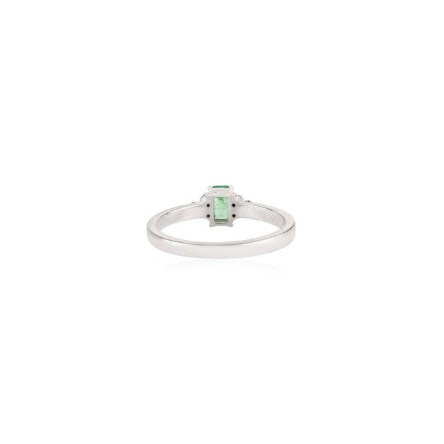 Not Yet Made - Made To Order Petite Emerald Ring With Diamond Accents in 925 Sterling Silver - Size 8.5 For Sale - Image 5 of 10