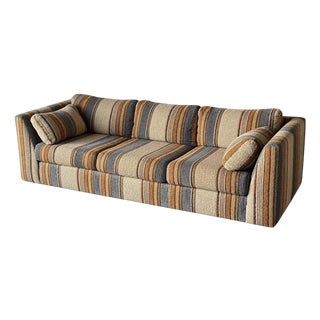1970s Striped Woven Upholstery Three-Seat Sofa For Sale