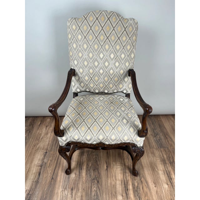 Gray Antique French Régence Style Carved Mahogany Armchair, Circa Early 19th Century For Sale - Image 8 of 9