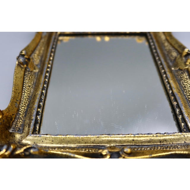 Vintage Mid-Century e.a. Riba Co. Gilt Rococo Wall Mirror or Vanity Tray For Sale In Austin - Image 6 of 8