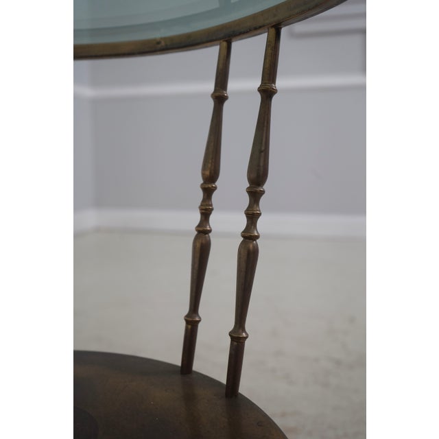Vintage Regency Style Glass Top Brass Base Occasional Table For Sale - Image 9 of 10