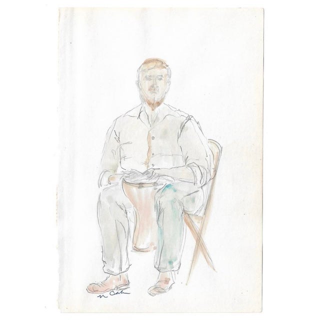 Watercolor on paper by New York artist Myriam Cahn (1933-2018). Salmagundi Club named an award after her in 2019. Signed...