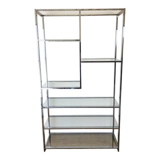 Vintage 1970s Milo Baughman Style Chrome Etagere Bookcase Mid Century Modern For Sale